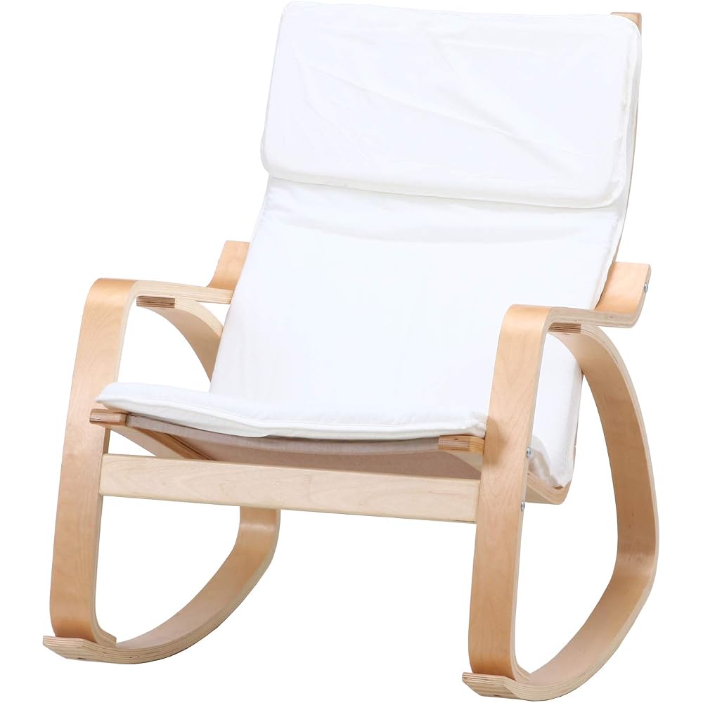 Fuji Boeki 40817 Relaxing Rocking Chair, 1 Seater, Width 26.4 x Depth 37.8 x Height 35.4 inches (67 x 96 x 90 cm), Ivory, Wood,