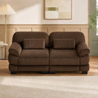 Home Living Room Couch, Modular Sectional Sofa, Brown 2-Seat Straight Couch