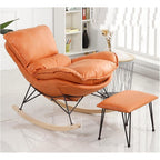 LSLYTQ Single Sofa Rocking Chair with Footstool Comfortable and Breathable Accent Chair with Arms Upholstered Seat Home Theater Seating for Living Room Waterproof and Dirt Proof Fabric