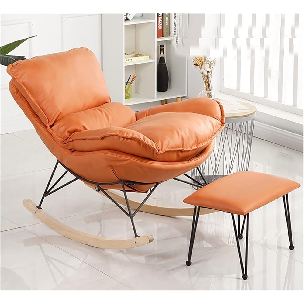 LSLYTQ Single Sofa Rocking Chair with Footstool Comfortable and Breathable Accent Chair with Arms Upholstered Seat Home Theater Seating for Living Room Waterproof and Dirt Proof Fabric