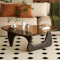 Coffee Table for Living Room Mid Century Modern Center Table with Glass Top and Wood, 32 Inch, Brown/Black