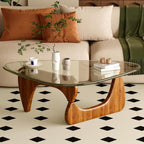 Coffee Table for Living Room Mid Century Modern Center Table with Glass Top and Wood, 32 Inch, Brown/Black