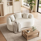 66" Boneless Loveseat Sofa Modern Curved Couch for Small Spaces Cream White