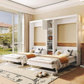 GOWE Dual Twin Size Wall Murphy Beds with Cabinets and Shelves, White(Old SKU:N820S00058K)